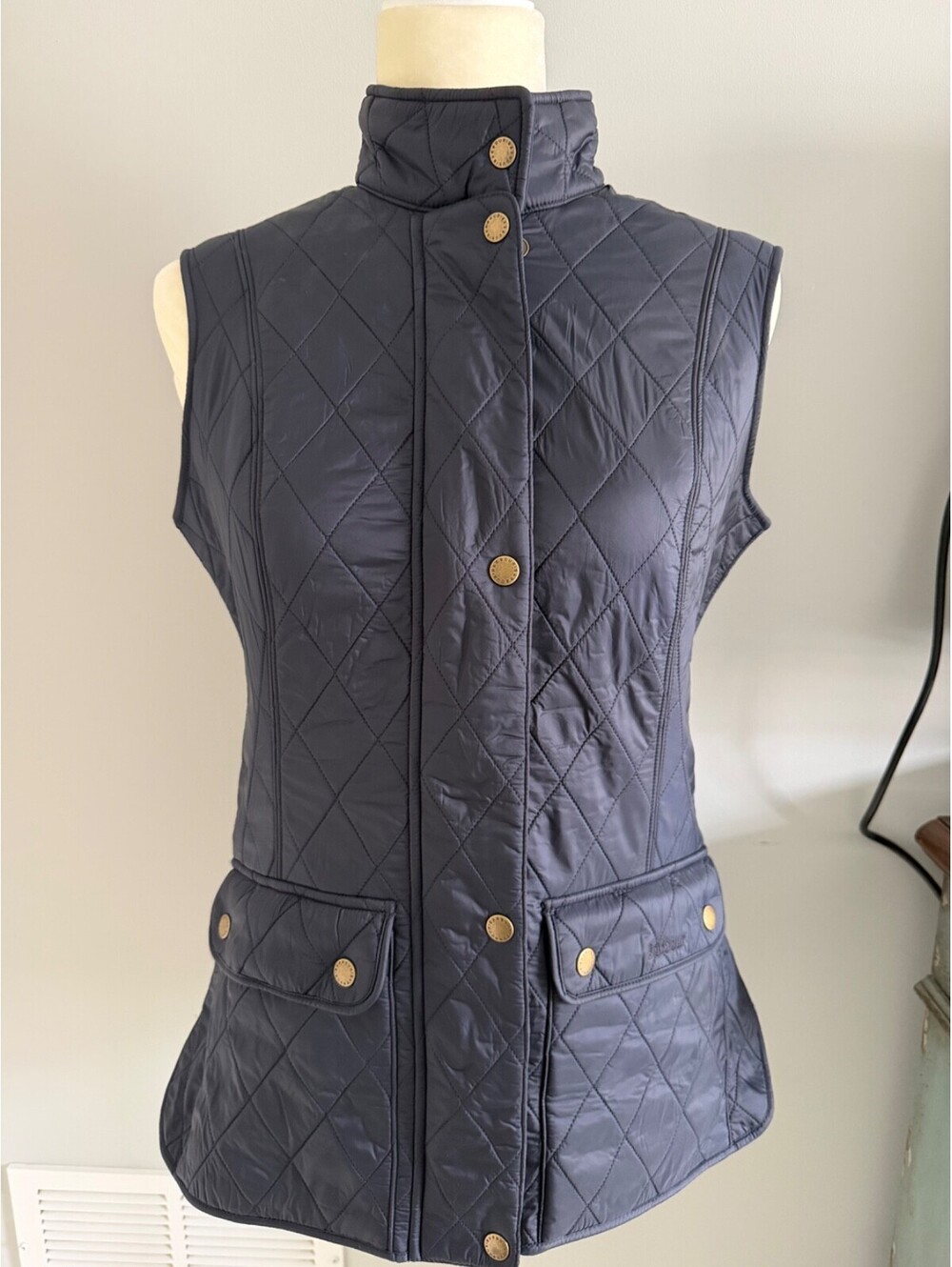Women's Barbour Wray Quilted Gilet Vest - Navy Blue - Size UK 10 / US 6